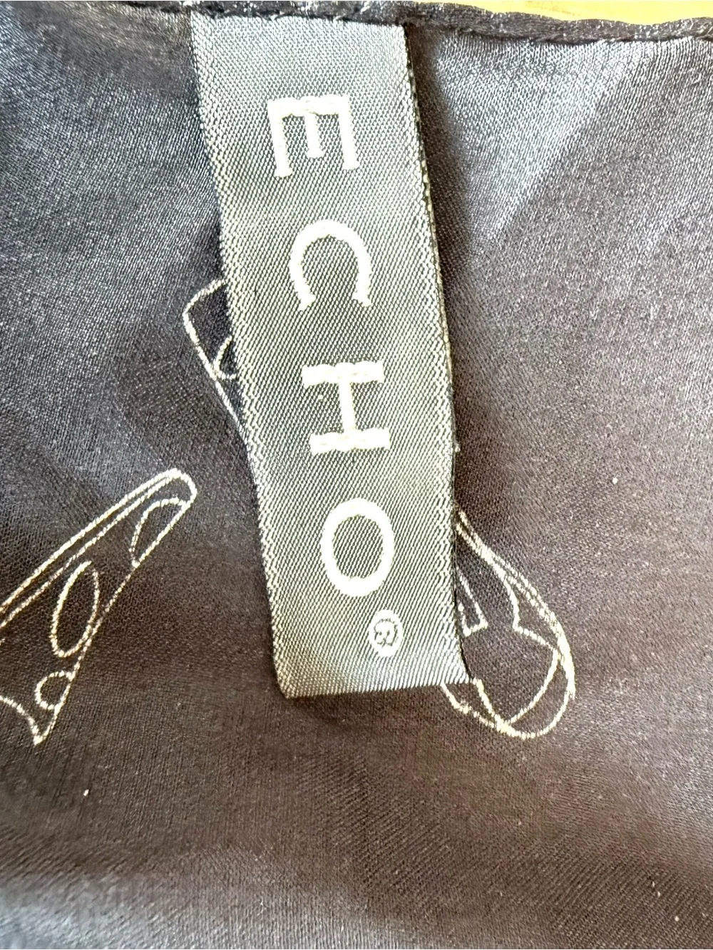 Echo 100% Silk Scarf Black Cosmetic Fashion Sketch Print Square OS